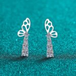 S925 Sterling Silver Moissanite Butterfly Earrings for Women, Elegant and Chic, Festival Gift