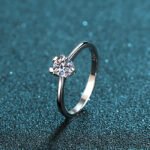 925 Silver Ring for Women Moissanite Ring Cute Simple Deer Antler Ring Band Daily Versatile Gift for Girlfriend