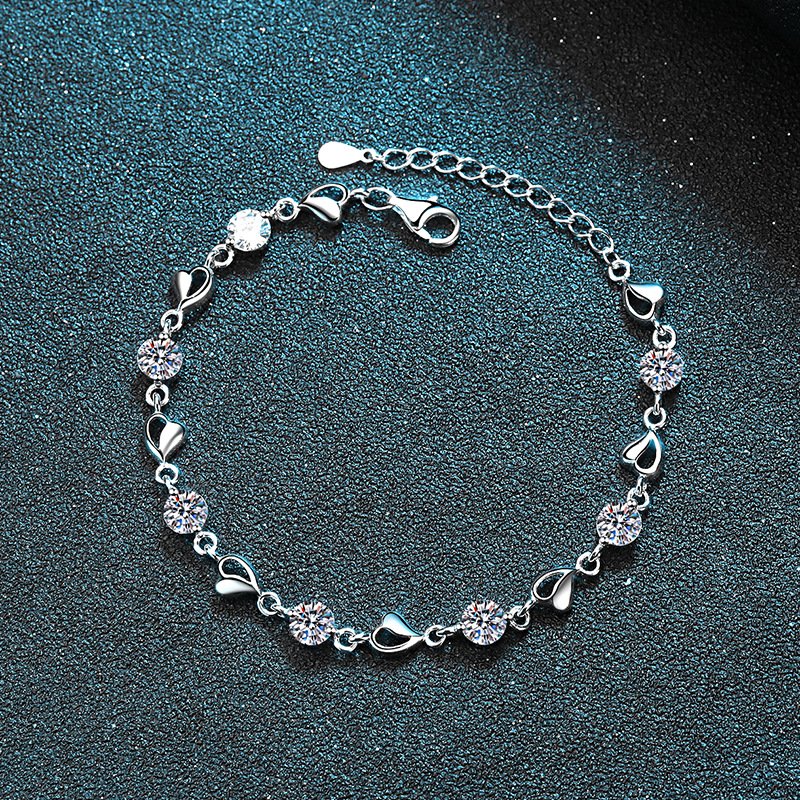 S925 Sterling Silver Moissanite Bracelet Heart Design Women's Fashion Jewelry Factory Direct Wholesale