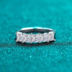 S925 Sterling Silver Ring for Women Princess Cut Moissanite Eternity Band