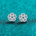 S925 Sterling Silver Women's Heart-Shaped Petal Moissanite Earrings, Sweet Style, Gift for Friends