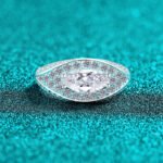 S925 Sterling Silver Moissanite Ring for Women, Marquise Evil Eye Luxury Style