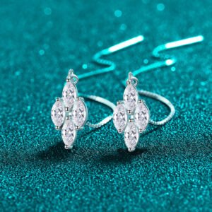 S925 Sterling Silver Moissanite Earrings for Women, Drop Line Earrings, Fashion Personality