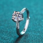 S925 Sterling Silver Ring for Women, Moissanite Wholesale, Classic Four-Prong Setting