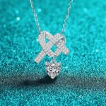 S925 Sterling Silver Moissanite Heart Necklace, Minimalist Design, Light Luxury Choker, Ins Style