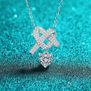S925 Sterling Silver Moissanite Heart Necklace, Minimalist Design, Light Luxury Choker, Ins Style
