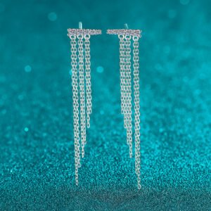 S925 Sterling Silver Moissanite Earrings Chain Tassel Earrings Minimalist Elegant