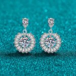 S925 Sterling Silver Moissanite Earrings for Women Sunflower Dazzling Drop Earrings Elegant and Sophisticated