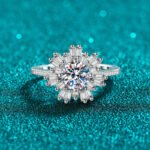 S925 Sterling Silver Moissanite Ring for Women Geometric Rectangular Beveled Sunflower Ring Luxurious High-End Style