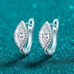 S925 Sterling Silver Moissanite Stud Earrings for Women, Marquise Shape, Elegant and Fashionable