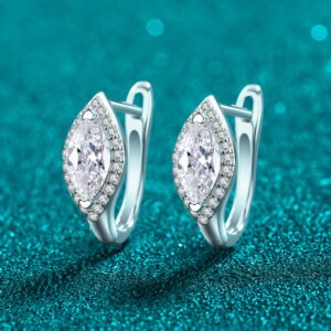 S925 Sterling Silver Moissanite Stud Earrings for Women, Marquise Shape, Elegant and Fashionable