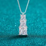 S925 Sterling Silver Moissanite Necklace for Women, Irregular Three-Life Stone Geometric Pendant, Elegant and Exquisite Collarbone Chain