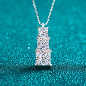 S925 Sterling Silver Moissanite Necklace for Women, Irregular Three-Life Stone Geometric Pendant, Elegant and Exquisite Collarbone Chain