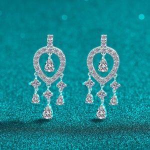 S925 Sterling Silver Moissanite Earrings for Women, Tassel Drop Earrings, Exquisite and Luxurious