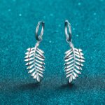 S925 Sterling Silver Leaf Moissanite Ear Cuff Earrings