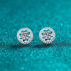 S925 Sterling Silver Moissanite Star Hollow Four-Prong Earrings for Women, Ins Style Holiday Gift