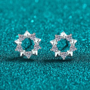 S925 Sterling Silver Full Moissanite Star Earrings for Women, Exquisite Cute Daily Simple