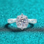 S925 Sterling Silver Moissanite Ring for Women, Oval Shape, Luxurious and Elegant, Fashionable