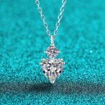 S925 Sterling Silver Moissanite Necklace, Heart Pendant, Sweet and Elegant Light Luxury Jewelry