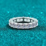 S925 Sterling Silver Moissanite Ring Full Pavé Band European and American Light Luxury Exquisite Accessory