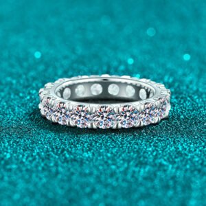 S925 Sterling Silver Moissanite Ring Full Pavé Band European and American Light Luxury Exquisite Accessory