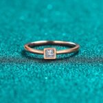 S925 Sterling Silver Moissanite Women's Ring Champagne Gold Ice Cube Style Minimalist Ins Style