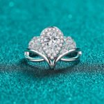 S925 Sterling Silver Moissanite Ring for Women Pear Cut V-Shape Hollow Out Floral Design Elegant