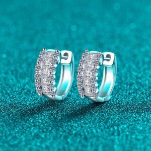 S925 Sterling Silver Moissanite Stud Earrings for Women Classic Hoop Style Elegant Daily Accessories