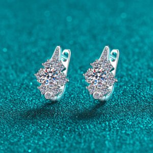 S925 Sterling Silver Moissanite Stud Earrings for Women U-Shaped Buckle Fashion High-End Everyday Versatile