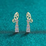 S925 Sterling Silver Moissanite Champagne Gold Earrings for Women Butterfly Element Elegant Luxury Cool Style