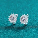 S925 Sterling Silver Moissanite Earrings Maple Leaf Design Ear Cuff Simple Fashion