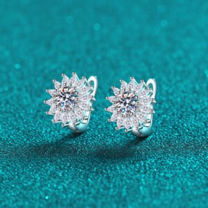 S925 Sterling Silver Moissanite Earrings Maple Leaf Design Ear Cuff Simple Fashion