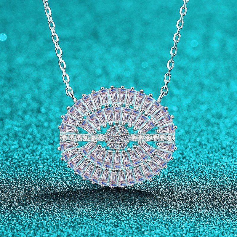 S925 Sterling Silver Moissanite Necklace for Women, Rectangular Beveled Oval Pendant, Exquisite and Fashionable Jewelry