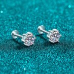 S925 Sterling Silver Moissanite Stud Earrings for Women Six-Claw Screw-Back Earrings Simple Elegant Daily Versatile