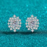 S925 Sterling Silver Moissanite Earrings for Women Sunflower Full Set Vintage Elegant