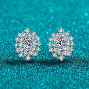 S925 Sterling Silver Moissanite Earrings for Women Sunflower Full Set Vintage Elegant