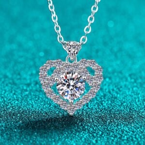 S925 Sterling Silver Moissanite Necklace for Women, Heart Light Luxury Pendant, Daily Versatile, Holiday Gift