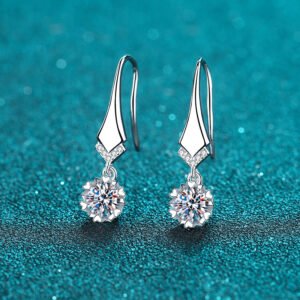 S925 Sterling Silver Elegant V-Shape Moissanite Earrings