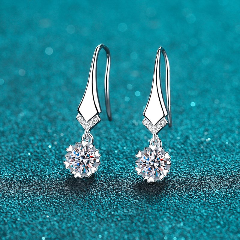 S925 Sterling Silver Elegant V-Shape Moissanite Earrings