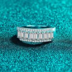 S925 Sterling Silver Full Moissanite Ring Square Sugar Ring Fashion Minimalist Ring