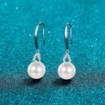S925 Sterling Silver Drop Earrings with Freshwater Pearl and Moissanite