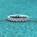 S925 Sterling Silver Full Moissanite Ring for Women 2.5mm Eternity Band Star Design Simple Daily Commute