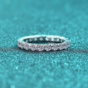 S925 Sterling Silver Full Moissanite Ring for Women 2.5mm Eternity Band Star Design Simple Daily Commute