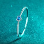 S925 Sterling Silver Bracelet Royal Blue Moissanite Heart Cute Sweet Bangle Wholesale