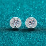 S925 Sterling Silver Moissanite Stud Earrings for Women Floral Design Minimalist Elegant Daily Wear