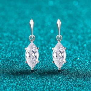 S925 Sterling Silver Moissanite Stud Earrings for Women, Oval Drop Light Luxury Fashion Versatile Ear Jewelry