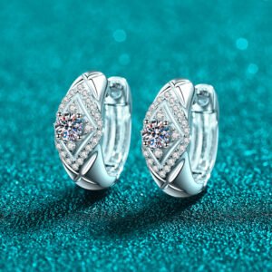 S925 Sterling Silver Moissanite Earrings for Women, Diamond-Shaped Ear Cuff, Light Luxury Fashion Trendy Earrings