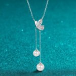 S925 Sterling Silver Necklace for Women with Moissanite and Freshwater Pearl