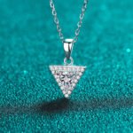 S925 Sterling Silver Triangle Moissanite Cluster Necklace for Women