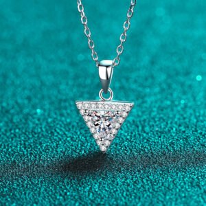 S925 Sterling Silver Triangle Moissanite Cluster Necklace for Women